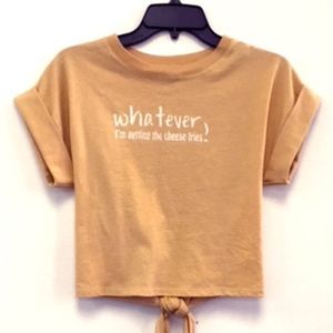 Screened tee shirt with a tie back detail